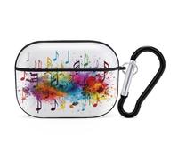 Colorful Music Airpod Pro Case AirPods 2 Case for Women Hard Shell Protective Cover with Carabiner Keychain Compatible with AirPods Case 2nd 1st Generation, Front LED Visible Black