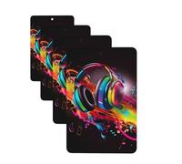 Colorful Music Car Air Fresheners Cards 4 Pcs Hanging Fragrance Scented Cards Long-Lasting Car Aromatherapy Tablets for Wardrobe Bathroom Car Interior Mirror Pendant Gifts