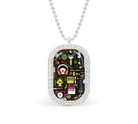 Colorful Music Club Dj Personalized Necklace Print Pattern Pendant With Chain Gifts For Women Men Silver-style