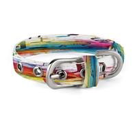 Colorful Music Dog Collar Adjustable Pet Collar Stainless Steel D-Ring Collar Oxford Cloth Cat Collar Strap with Metal Buckle for Small Medium Dog