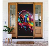 Colorful Music Door Cover Decorations, Welcome Door Banner Backdrop Seasonal Spring Summer Porch Banner Sign Photo Background for Indoor Outdoor Party Decor 72.8 x 35.4 Inch