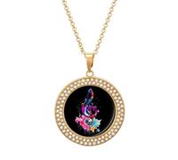 Colorful Music Note Necklace for Women Adjustable Jewelry Pendant for Mom Wife Girlfriend Gifts Golden-style