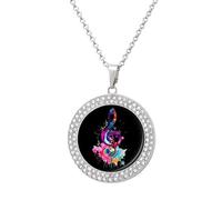 Colorful Music Note Necklace for Women Adjustable Jewelry Pendant for Mom Wife Girlfriend Gifts Silver-style