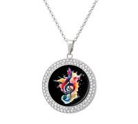 Colorful Music Note Personalized Picture Necklace Photo Pendant Custom Memorial Jewelry for Women