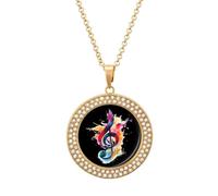 Colorful Music Note Personalized Picture Necklace Photo Pendant Custom Memorial Jewelry for Women