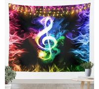 Colorful Music Note Wall Hanging Rock Music Themed Wall Blanket for Boys Girls Kids Rainbow Musical Pattern Tapestry Teens Popstar Party Wall Art Decor for Bedroom Living Room Decor, Medium 59x59