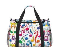 Colorful Music Notes 1 print Carry on Luggage for Women Men Shoulder Weekender Crossbody Bag for Yoga Travel Must Haves, Black, One Size