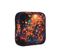 Colorful Music Notes American Flag Compact Sanitary Napkin Storage Bag for Women - Portable and Stylish with Zipper for Daily Carry
