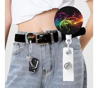 Colorful Music Notes Badge Reels Retractable with Clip and Keychain Funny Cute Badge Clips Id Card Badge Holder for Office Worker Doctor Nurse