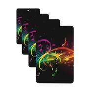 Colorful Music Notes Car Air Freshener Cards Set of 4 Pieces Long Lasting Hanging Scented Cards for Bedroom Wardrobe Car Aromatherapy Tablets for Men Women Rearview Mirror Pendant