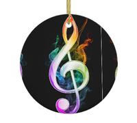 Colorful Music Notes Christmas Ceramic Circular Pendant Is An Excellent Addition To Your Holiday Decoration