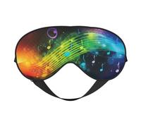 Colorful Music Notes Double-Sided Silk Sleep Mask, Adjustable Light Blocking Eye Mask for Travel, Men & Women, Soft Comfortable Blindfold 20x10cm