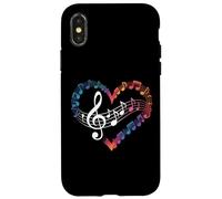 Colorful Music Notes Heart Treble Clef Design for Music Love Case for iPhone X/XS