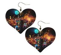 Colorful Music Notes Leather Earrings for Women Heart Earring Lightweight Dangle Earrings Jewelry Gifts