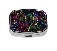 Colorful Music Notes Pattern Pill Case Pill Box Travel Pill Organizer Small Square Medicine Box for Purse & Pocket Gifts
