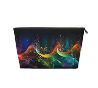 Colorful Music Notes Portable Leather Travel Cosmetic Bag, Toiletry Bag, Waterproof Storage Bag