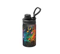 Colorful Music Notes Print 12 Oz Insulated Double Walled Stainless Steel Metal Water Bottle for Cold Hot Drink
