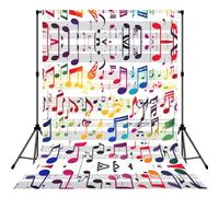 Colorful Music Notes Print 5×7ft Photo Backdrop, Seamless Background Cloth For Studio And Portrait Photography Wedding Party
