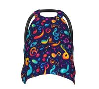 Colorful Music Notes Print Baby Car Seat Covers, Breathable Nursing Cover Breastfeeding Cover, Stroller Covers, Multi-use Infant Carseat Canopy, Baby Boys Girls Newborn Essentials