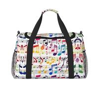 Colorful Music Notes print Carry on Luggage for Women Men Shoulder Weekender Crossbody Bag for Yoga Travel Must Haves, Black, One Size
