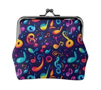 Colorful Music Notes Print Coin Purse for Women, Kiss-lock Change Purse Wallets, Small PU Leather Coin Purses