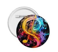 Colorful Music Notes -Print Custom Round Enamel Pin - Alloy Metal Lapel Badge For Jacket, Bag, Gift Idea.