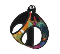 Colorful Music Notes Print Dog Harness and Leash Set,Breathable Adjustable Escape Proof Vest for Cats Dogs