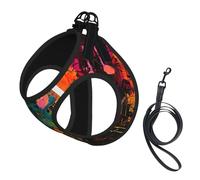 Colorful Music Notes Print Dog Harness Leash Set Reflective Pet Harness Puppy Vest Suitable Dogs Cats Small Breeds