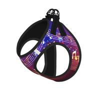 Colorful Music Notes Print Dog Harness Leash Set Reflective Pet Harness Puppy Vest Suitable Dogs Cats Small Breeds