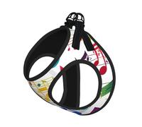 Colorful Music Notes Print Dog Harness,Pet Leash Vest For Small To Medium Dogs,Perfect For Outdoor Adventures