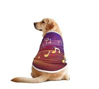 Colorful Music Notes Print Dog Outfit Sleeveles, Funny Pet Dog Clothes Machine Washable Shirt Vest For Medium Large Dogs
