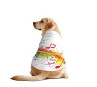 Colorful Music Notes Print Dog Outfit Sleeveles, Funny Pet Dog Clothes Machine Washable Shirt Vest For Medium Large Dogs