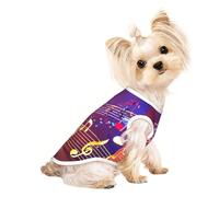 Colorful Music Notes print Dog Shirts for Small Dogs Stretchy T-Shirts Lightweight Tank Top Sleeveless Striped Vest