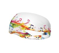 Colorful Music Notes Print Elastic Headbands for Women Sports Head Wrap Unisex Sweatbands,for Workout Yoga Running