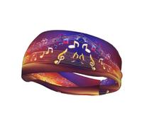 Colorful Music Notes Print Elastic Headbands for Women Sports Head Wrap Unisex Sweatbands,for Workout Yoga Running