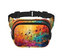 Colorful Music Notes Print Men and Women Square Double Layer Waist Bag Workout Crossbody Travel Waist Bag, Black, One Size