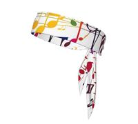 Colorful Music Notes Print Sport Head Ties Headbands Bandanas Workout Hair Band Athletic Sweatbands for Running Tennis