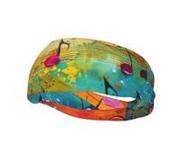 Colorful Music Notes Print Style Functionality Sports Sweatband For Men Women Stretchy Breathable Headband