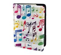 Colorful Music Notes Print Stylish Men Women 5.5 Inch Passport Travel Document Wallet For Secure Storag, Black, One Size