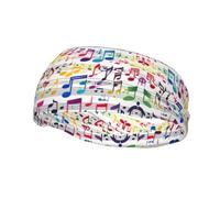 Colorful Music Notes Print Sweatbands Sports Headband for Men Women,Athletic Sweatband for Tennis,Basketball,Running,Gym