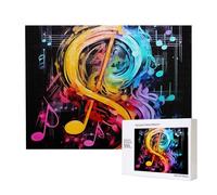 Colorful Music Notes Printed 500 Pieces Jigsaw Puzzle with Storage Box, Wooden Puzzle for Adults and Kids, Family Fun Decorative Game, 52x38 CM