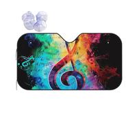 Colorful Music Notes Printed Car Windshield Sun Shade - Foldable Sun Visor for Car, Car Sun Shade Windshield Protector, Keeps Vehicle Cool & Comfort, Universal Fit Small