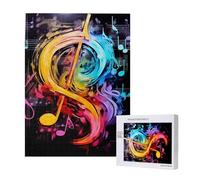 Colorful Music Notes Printed Jigsaw Puzzle with Storage Box, Wooden Puzzle for Adults and Kids, 500 Pieces Family Fun Decorative Game