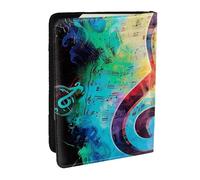 Colorful Music Notes Printed Passport Holder - 6.5 x 4.5 Inch RFID Blocking Travel Wallet,Stylish Passport Cover,Lightweight Document Organizer for Cards