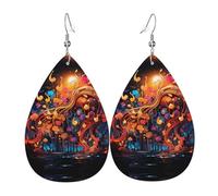 Colorful Music Notes Printed teardrop-shaped leather earrings | High-end design, light luxury earrings