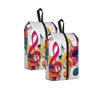 Colorful Music Notes Printed Travel Shoe Storage Bag Waterproof Jacquard Fabric is Lightweight, with Strong Handle and Central Zipper.