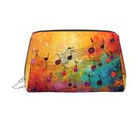 Colorful Music Notes Printed Zippered Toiletry Bag, Wide Open Storage Case for Personal Care Items and Cosmetics