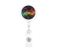 Colorful Music Notes Retractable Badge Reel Heavy Duty Badge Holder with Belt Clip Retractable Lanyards ID Card Holder with Keychain Name Badge Clips for Office Nurse Employee
