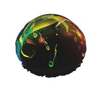 Colorful Music Notes Shower Caps for Women Reusable Waterproof Shower Bonnet Large Elastic Bath Caps Double Layers Bathing Hair Caps Designed for all Hair Lengths with PEVA Lining