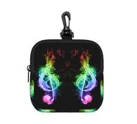 Colorful Music Notes Square Zipper Pouch with All-Over Print,Waterproof Rubber-Fabric, Lightweight Durable Small Organizer Bag for Coins, Cards, Keys